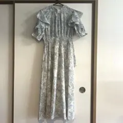 one way 花柄　半袖ボウタイワンピース