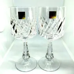 新品HOYA江戸切子ハンドカットクリスタルペアワイングラス冷酒グラス薩摩切子