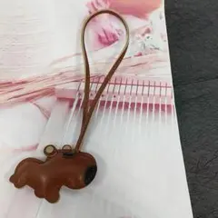 犬型ブラウンレザーキーホルダー
