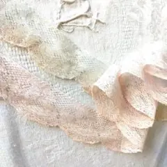 【2色 計1.25m】　フランス　アンティーク　経年染ヴァランシエンヌレース