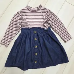 フロントボタンドッキングワンピース　アプレレクール　　110サイズ