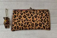 AYANOKOJI あやの小路　がま口　長財布　レオパード柄　薄型　チャーム付き