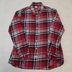 チェック柄 長袖シャツ 赤系 青系　UNIQLO　М