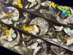 切売 1685★ 海外 マスキングテープ マステ PET 装飾 蝶 金ホロ