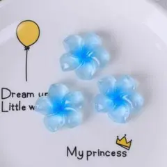 P1078(2個)ネイルパーツ 水色 ブルー プルメリア ハイビスカス ギャル