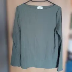 ★処分特価★＊オリーブ色 リブ編み長袖Tシャツ Lサイズ＊