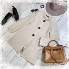 『Urban Research』ノーカラー　ウールコート　ジャケット　ウール80