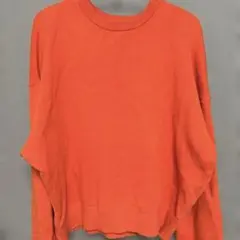 ユニクロC スムースコットンクルーネックセーター　オレンジ　L