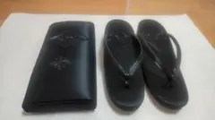 和装 葬儀向け草履 ハンドバッグセット ブラック