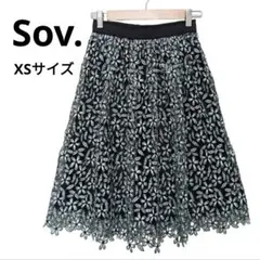 Sov. 花柄レース フレアスカート ひざ丈　34(XSサイズ)のサムネイル