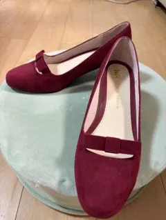 ORiental TRaffic バーガンディ スエード リボン付きパンプス