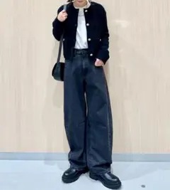 GU ダブルポケットニットジャケット ブラック