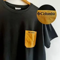 【XL】コロンビア バイカラー ポケット Tシャツ ブラック 黒