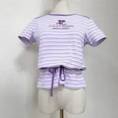 未使用級 Y2K courreges カットソー 2way 38 紫 ボーダーのサムネイル