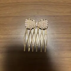 リボン型パール装飾ヘアクリップ
