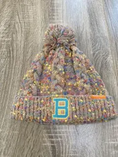 BEAMS mini カラーネップニット帽　ポンポン付き