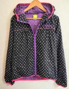 adidasアディダス古着長袖ナイロンパーカーブルゾンジャンパー黒紫ピンク薄手M