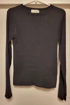 Ungrid アングリット クルーネック リブニット ニット 黒　ブラック