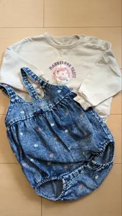 古着風☆ハローキティ他 ロンパース 2点セット