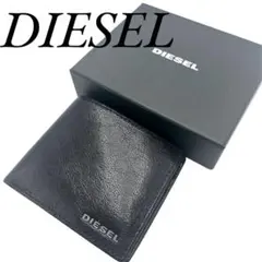 DIESEL ブラック レザー 二つ折り財布 ロゴ