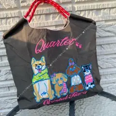エコバック　柴犬たち刺繍デザイン刺繍　ダークグレー　サイズMのサムネイル
