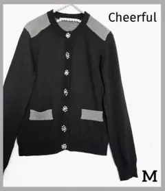 Cheerful ビジュー　カーディガン　ニット　綺麗めコーデ　　M