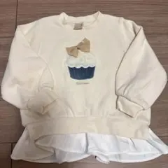 【未使用】petit main カップケーキ刺繍 トレーナー 100