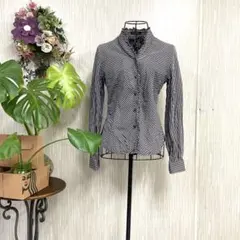 BUONA GIORNATA　ストライプ 長袖シャツ フリル襟　M