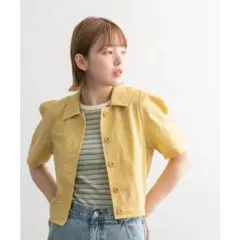 KBF コンパクトブラウス イエロー 半袖ショートジャケット