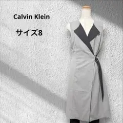 カルバンクライン　ノースリーブワンピース　ロングジレ　サイズ8 グレー