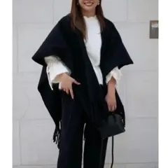 極美品 YORI バックフリル スプリングコート ノーカラー ダブルフレア yori ヨリ ダブルフレア ノーカラースプリングコート 撥水加工