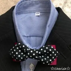 蝶ネクタイ ブラックドット×ワイン色リボン ハンドメイド キッズベビー☆再販15