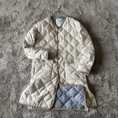 TAIONタイオン シティライン パイピングVネック　ロングダウン　ベージュ