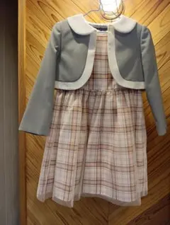 値下げしました❢ グレーのジャケット付きチェックワンピース 115cm
