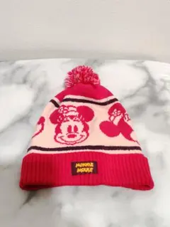 東京ディズニーリゾート　ミニーマウス　ピンク　ニット帽　美品のサムネイル