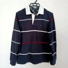 トミーヒルフィガー 　長袖シャツ 　 ボーダー 刺繍ロゴ　 メンズXS