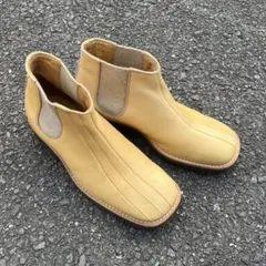Italy Leather Rain shoes yellow square