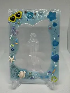 硬質ケースデコ　デコ硬質ケース　レジンデコ　夏イメージ　水色　レジンデコ