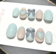 No.64『現品限り』リボン　ドット　量産系ネイル　ハンドメイド　かわいい
