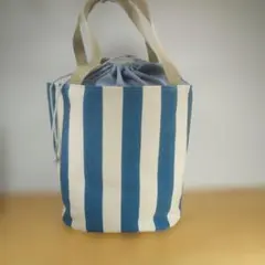 大きめバケットバック(青と白ストライプ)