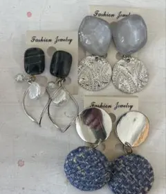 3点セット　466 ハンドメイド　樹脂　金属　ピアス　イヤリング　まとめ売り