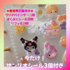 リピーター増！シール帳 シール20個付き サンリオシール3個おまけ 透明