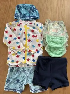 ベビー水着 ラッシュガード スイムキャップ セット