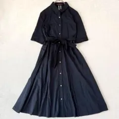 ブルーレーベルクレストブリッジ 洗える ポプリンワンピース ブラック