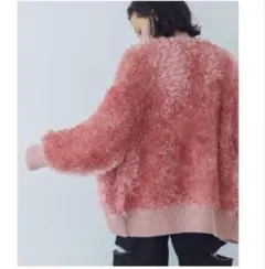 DRESSLAVE フェザーヤーン オーバーサイズ カーディガン ピンク
