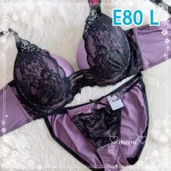 【E80】ブラショーツセット❤❤️パープル フロント編み上げ レース✩⋆ ✩️914