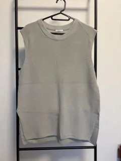 GU ウォッシャブルフレンチスリーブ　セーター ベスト　M ベージュ