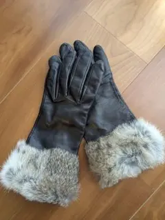 【zayさま専用】レザー手袋 ラビットファー