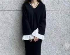 ココディール cocodeal　フレアスリーブドッキングニット