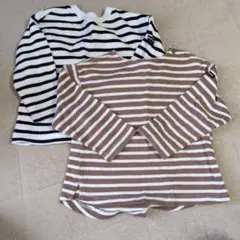 プティマイン　ストライプ柄長袖Tシャツ 90　2枚セット